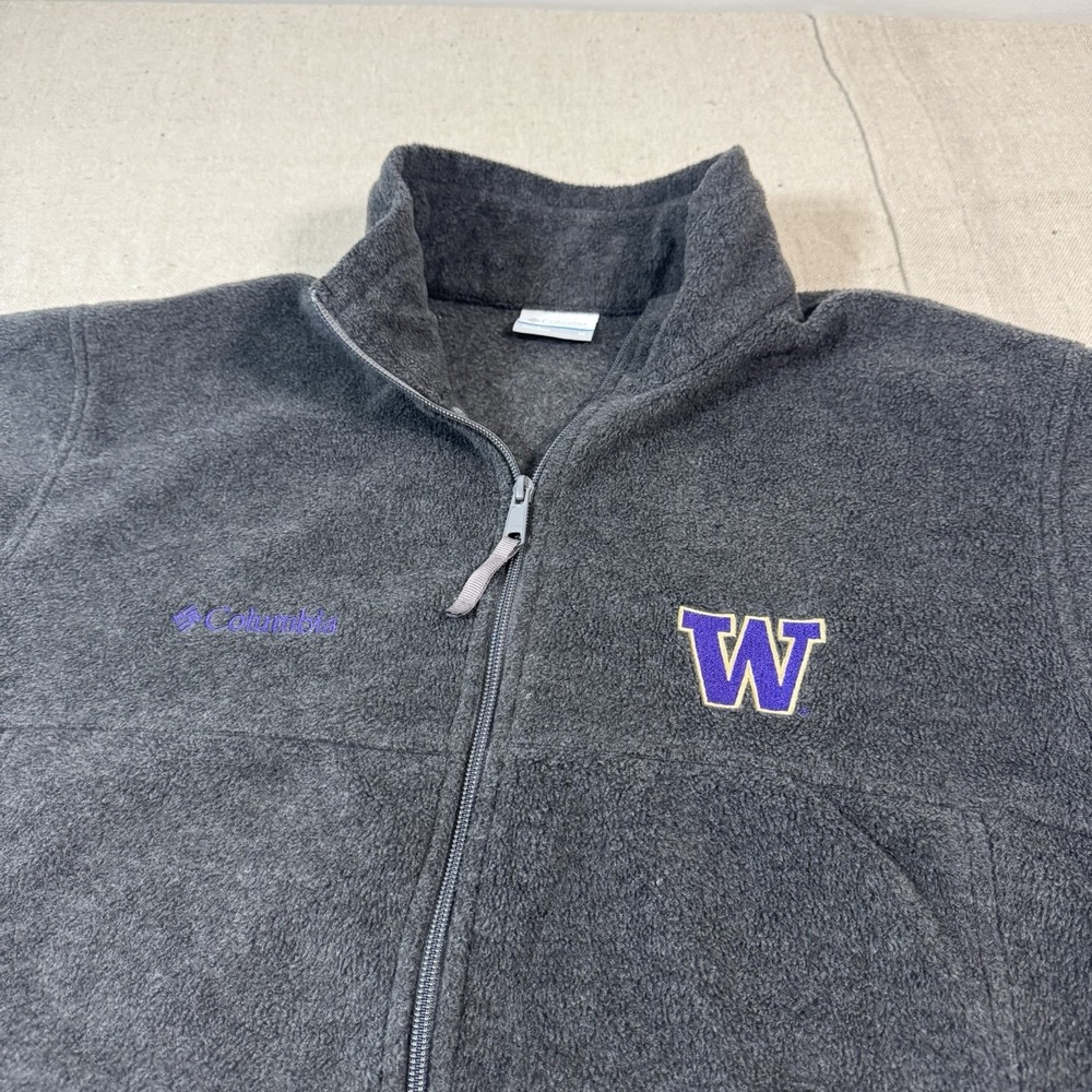 Columbia Washington Huskies Flanker Fleece Full Zip Jacket M‎ Gray